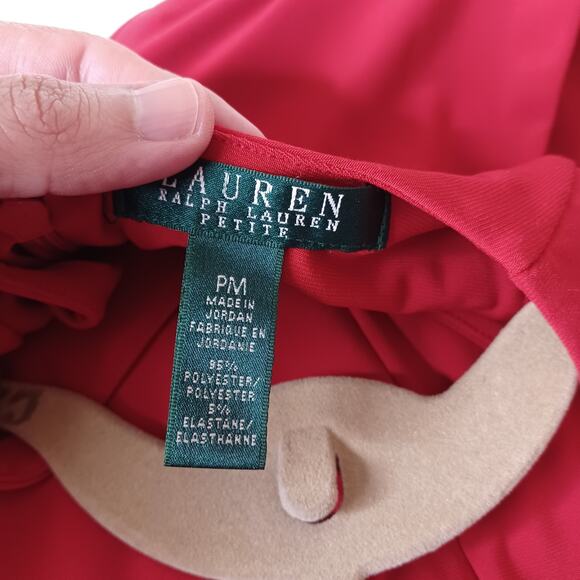 Lauren Ralph Lauren Women’s Jumpsuit Red Wide Leg Belted Formal Stretch Size PM - Picture 8 of 8